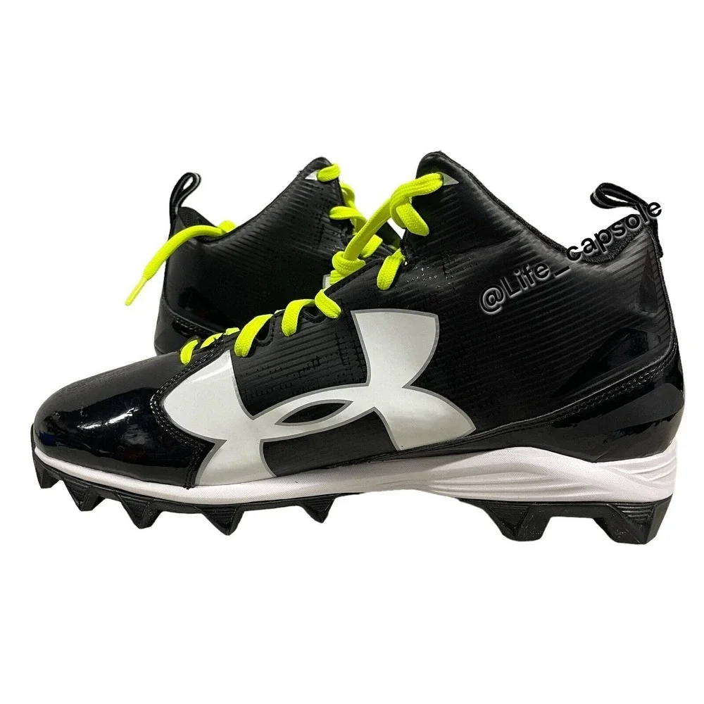Size 13 Under Armour Crusher RM Black Football Cleats‎ Multi Color Laces Custom